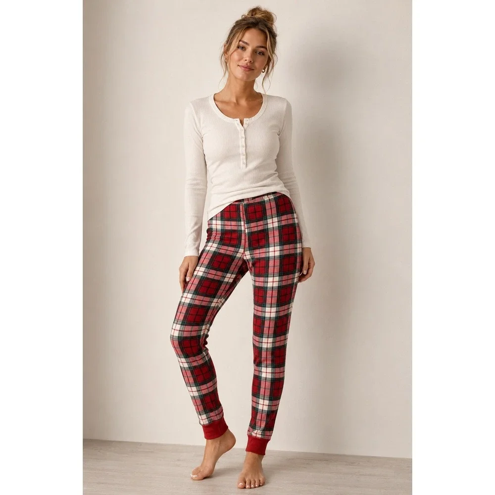 Hanna Andersson Red Plaid Organic Cotton Pajama Pants Large Holiday Tartan